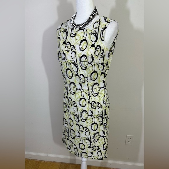 Ronni Nicole sz 8 dress sheath style in an abstract print lime, black, & white - Picture 1 of 13